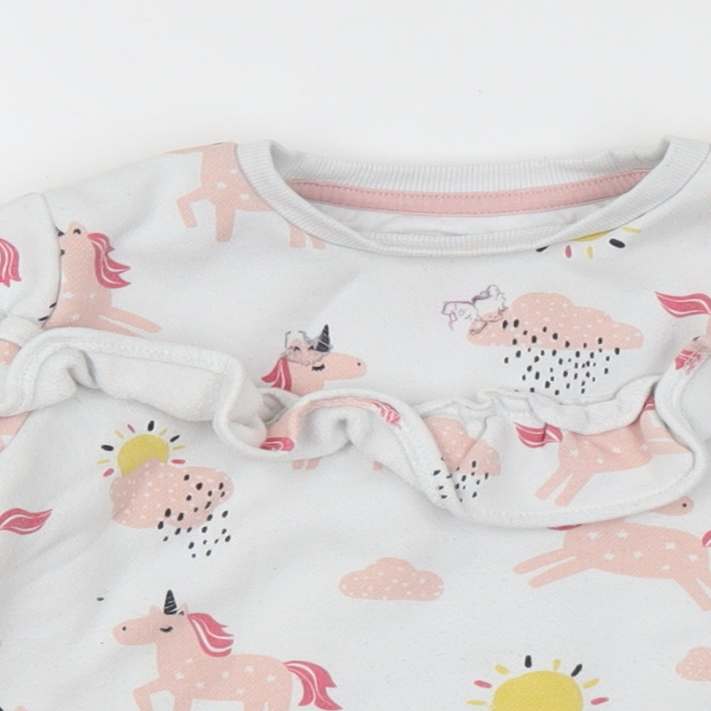 F&F Girls Multicoloured Geometric Cotton Pullover Sweatshirt Size 3-4 Years - Unicorn