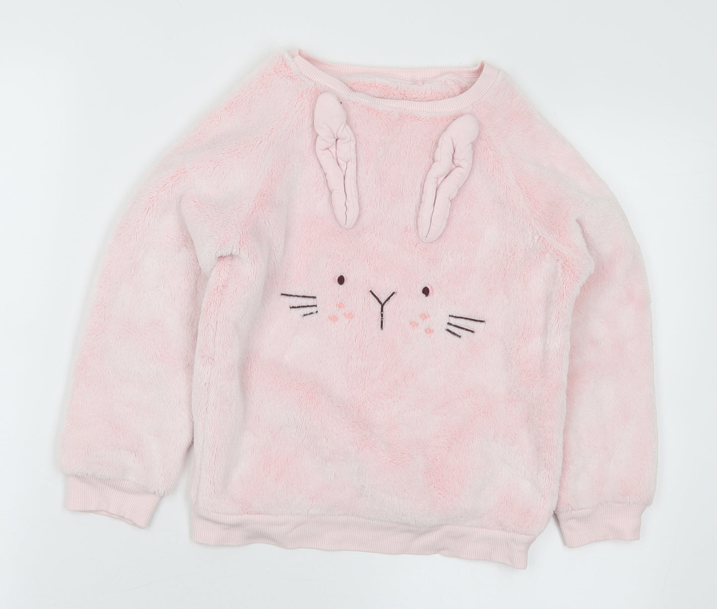 NEXT Girls Pink Round Neck Polyester Pullover Jumper Size 6 Years