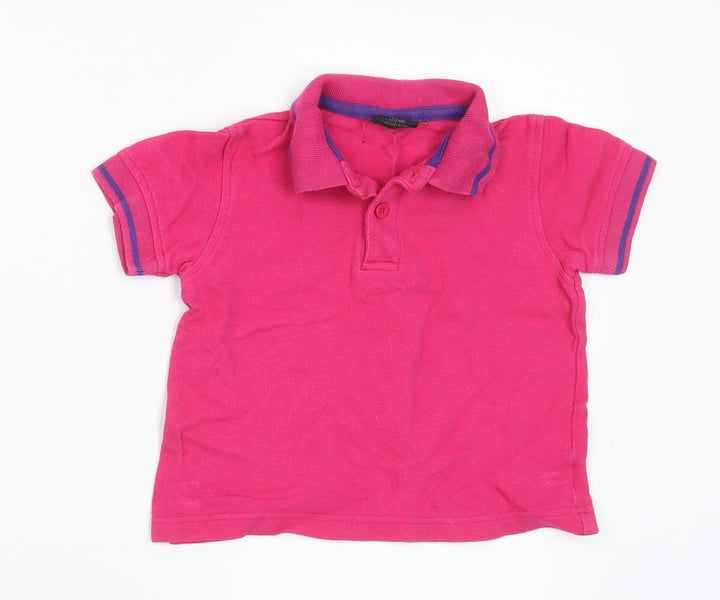 NEXT Girls Pink Cotton Basic Polo Size 18-24 Months Collared