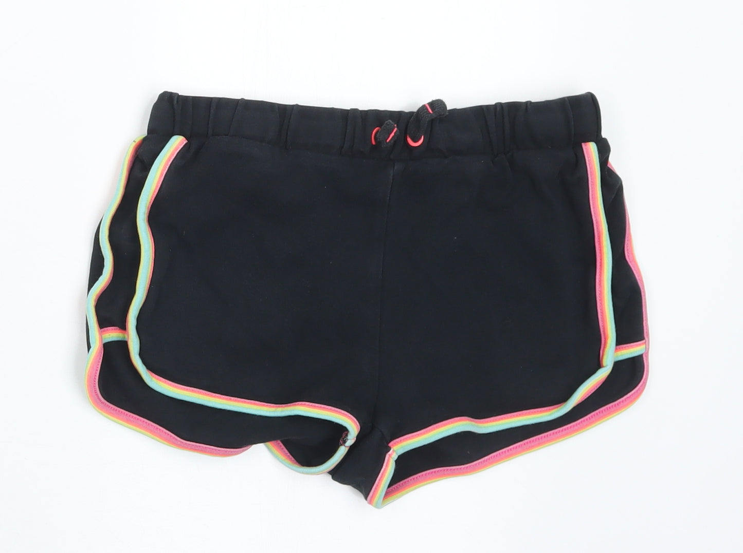 Marks and Spencer Girls Black Cotton Hot Pants Shorts Size 9-10 Years Regular