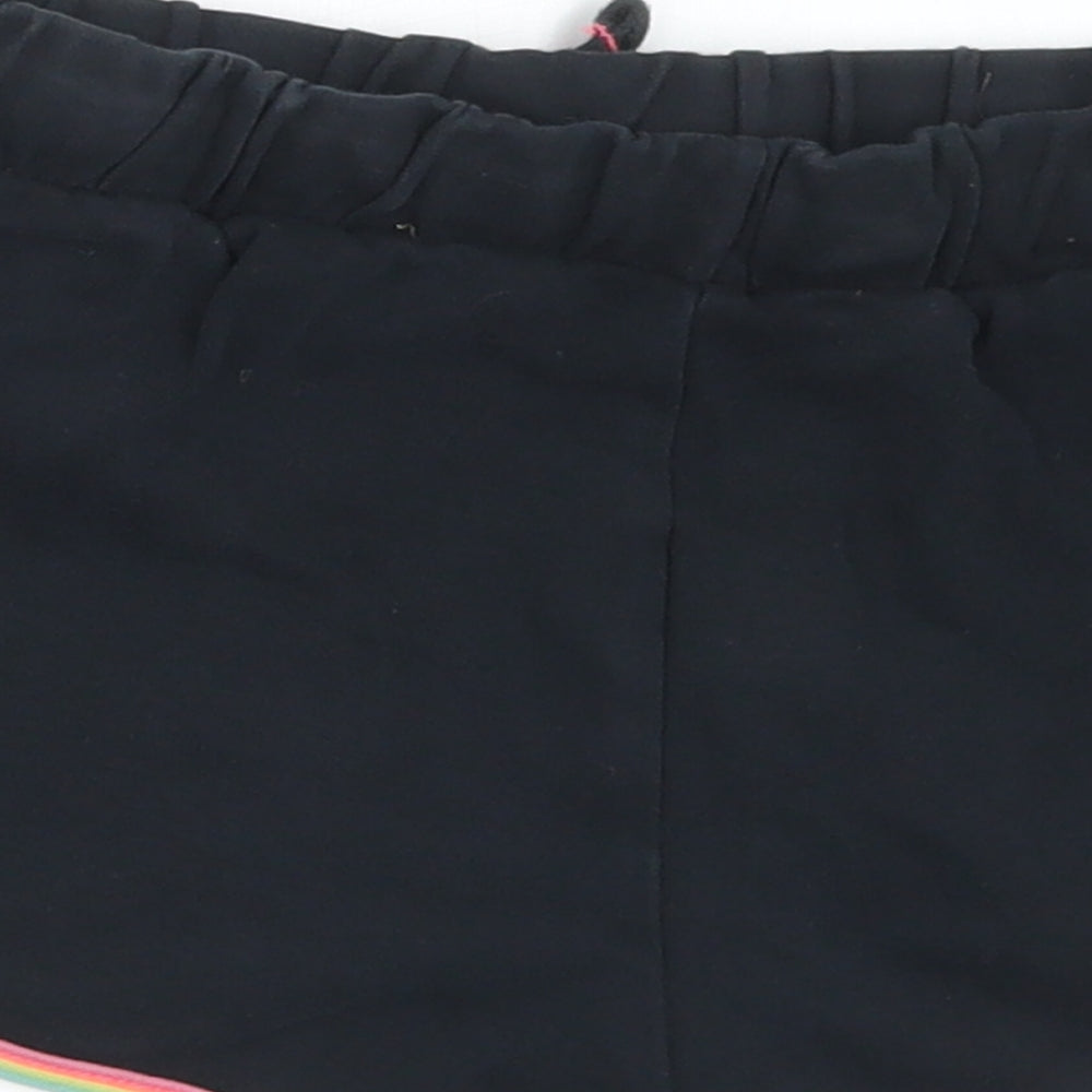 Marks and Spencer Girls Black Cotton Hot Pants Shorts Size 9-10 Years Regular