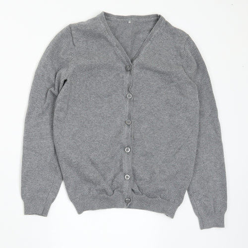 George Girls Grey V-Neck Cotton Cardigan Jumper Size 10-11 Years