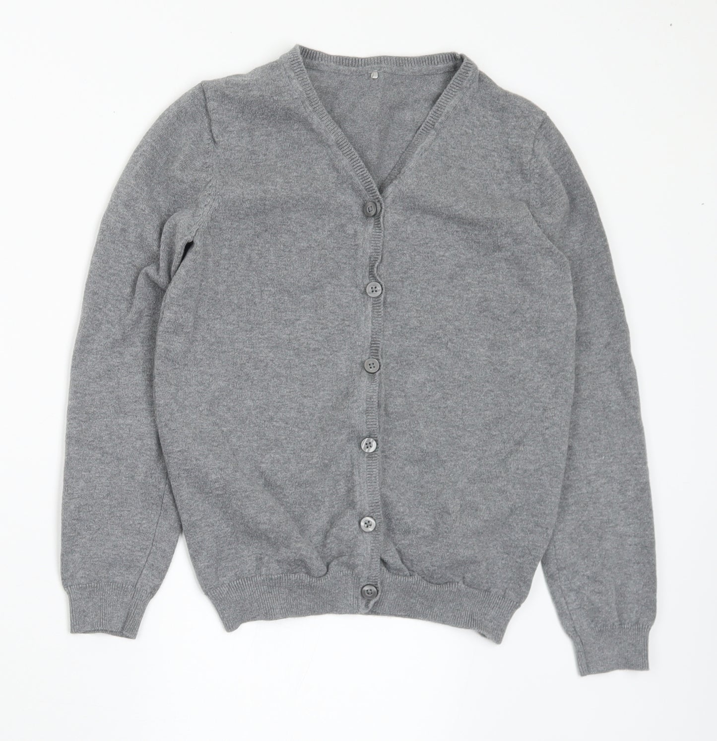 George Girls Grey V-Neck Cotton Cardigan Jumper Size 10-11 Years