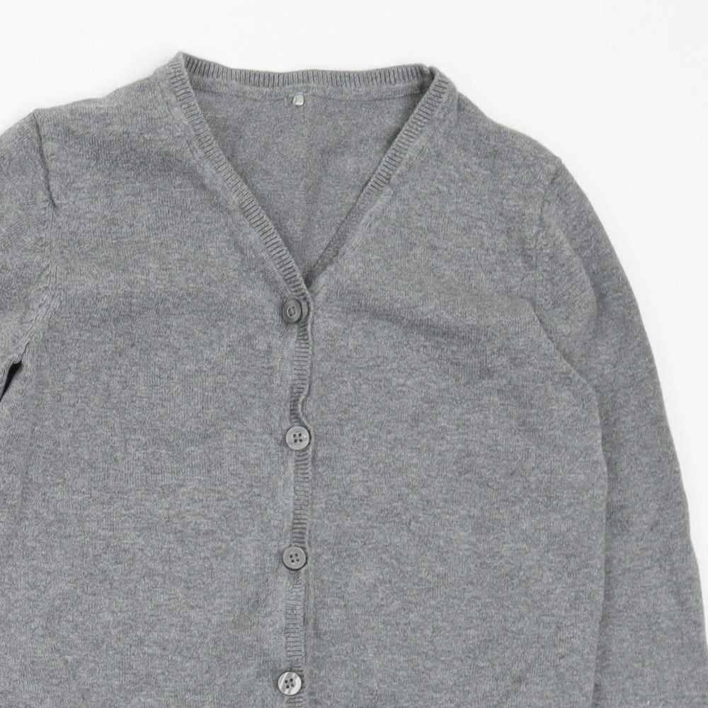 George Girls Grey V-Neck Cotton Cardigan Jumper Size 10-11 Years
