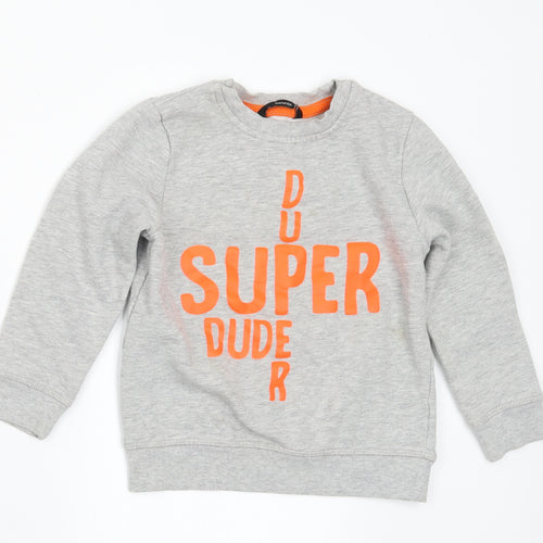 George Boys Grey Cotton Pullover Sweatshirt Size 5-6 Years - Dude