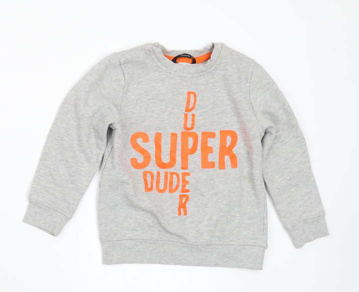 George Boys Grey Cotton Pullover Sweatshirt Size 5-6 Years - Dude