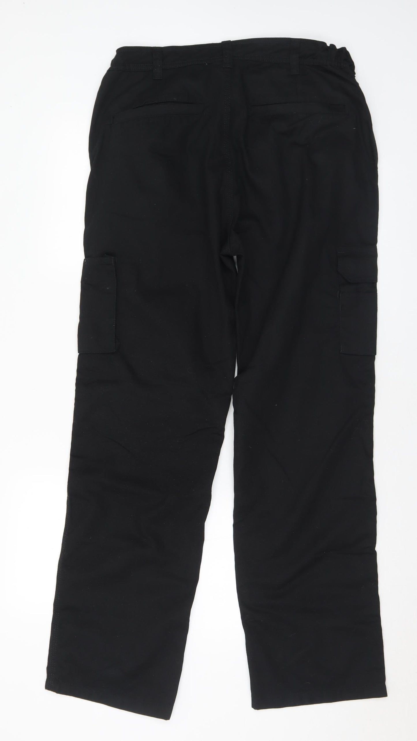 Orn Mens Black Polyester Cargo Trousers Size 32 in L31 in Regular