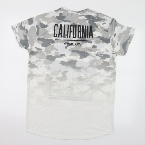 Cedar Wood State Mens Multicoloured Camouflage Polyester T-Shirt Size M Round Neck - California
