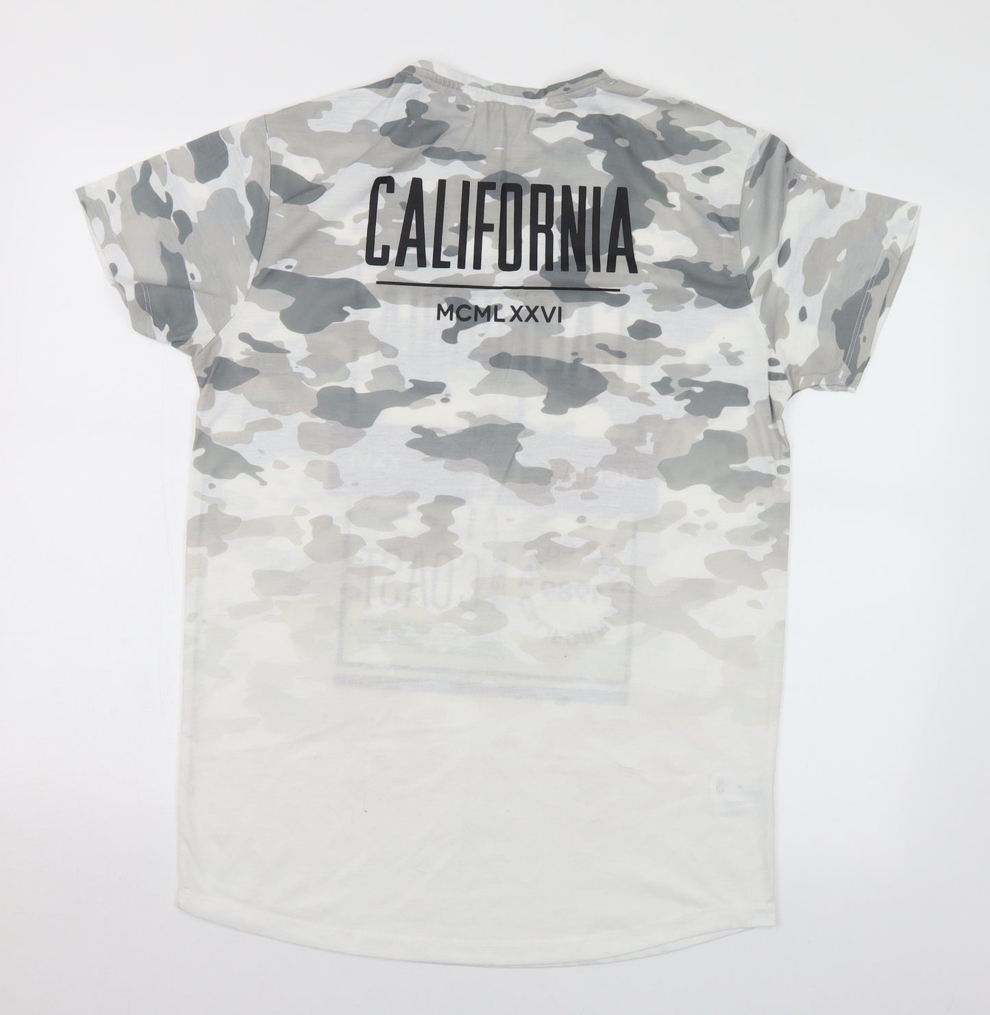 Cedar Wood State Mens Multicoloured Camouflage Polyester T-Shirt Size M Round Neck - California