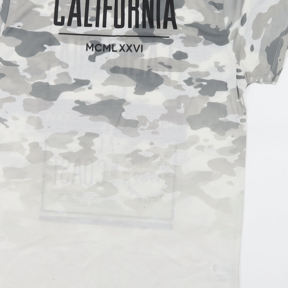 Cedar Wood State Mens Multicoloured Camouflage Polyester T-Shirt Size M Round Neck - California