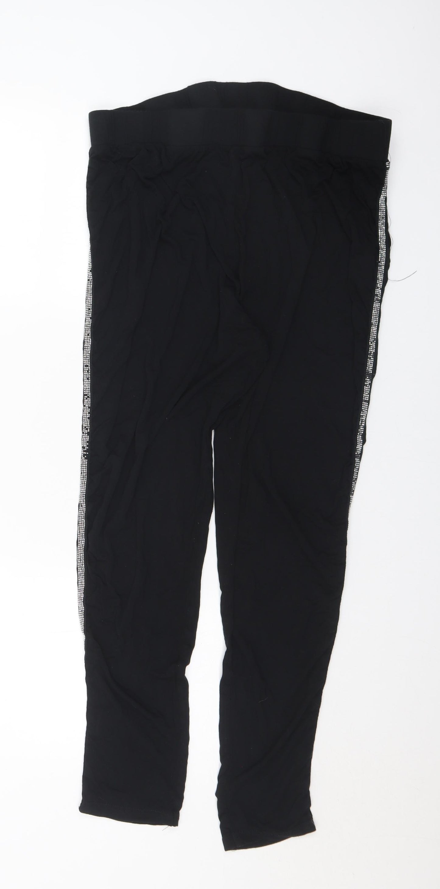 Capsule Womens Black Viscose Jogger Trousers Size 26 L28 in Regular