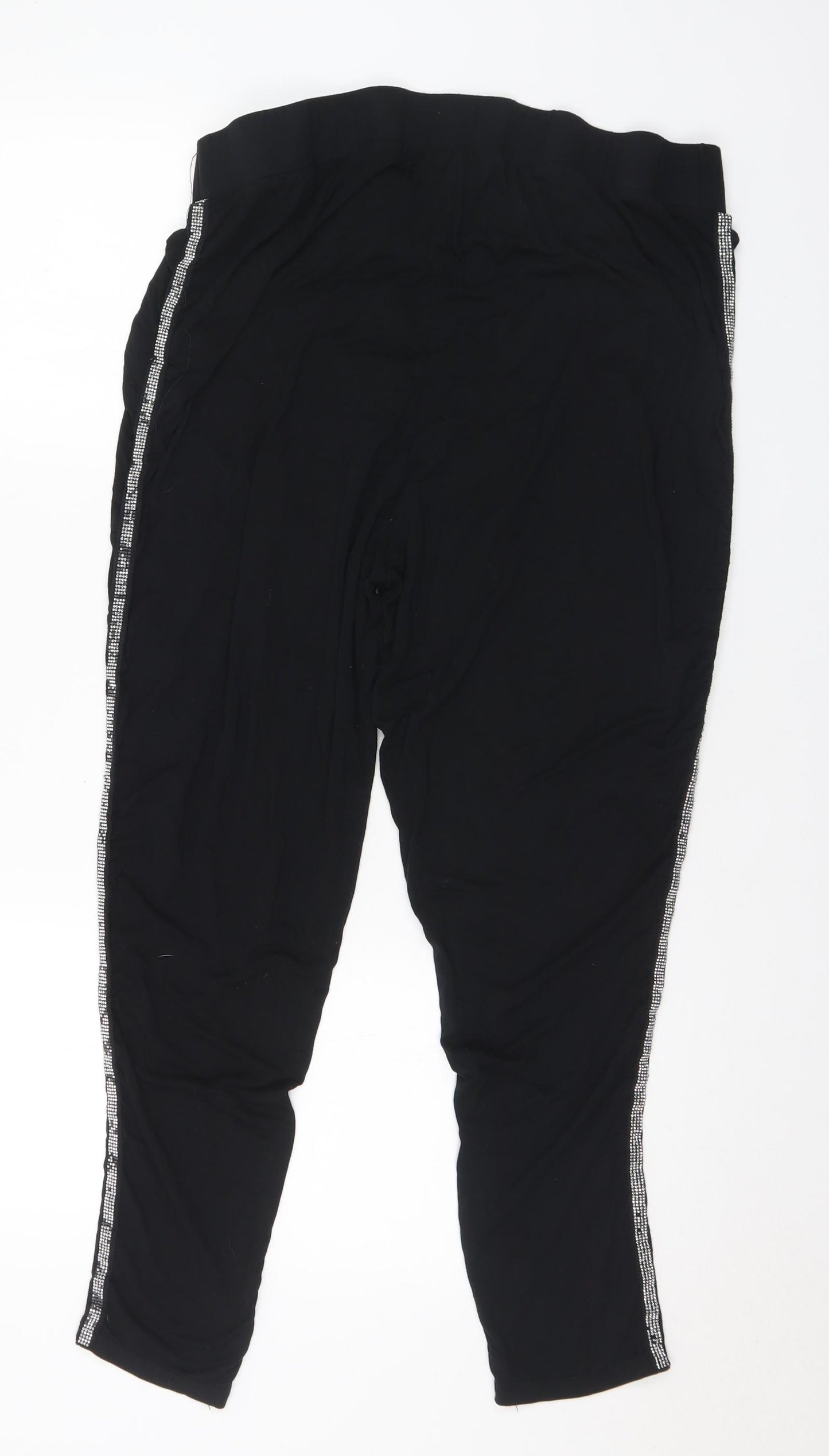 Capsule Womens Black Viscose Jogger Trousers Size 26 L28 in Regular