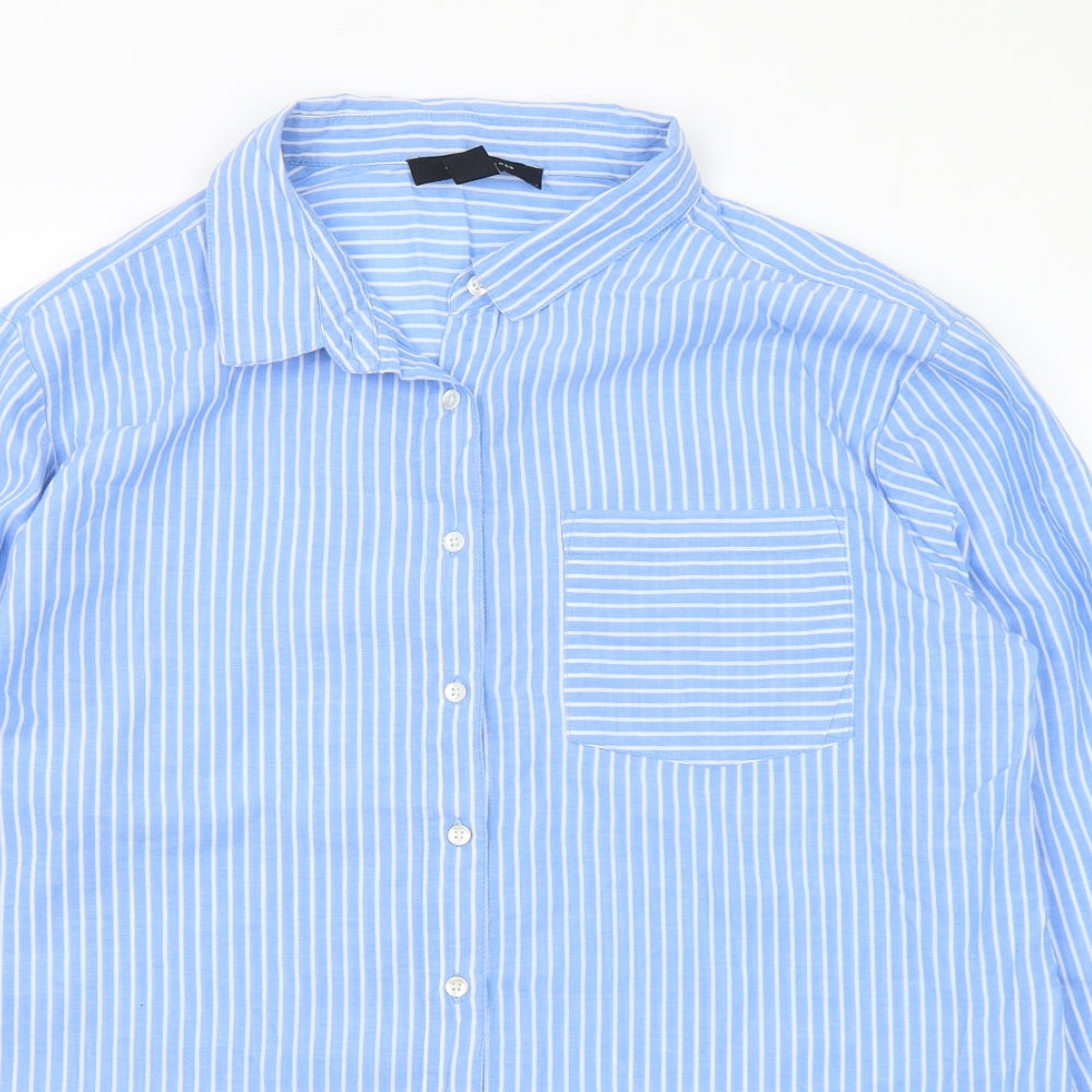 Atmosphere Womens Blue Striped Cotton Basic Blouse Size 14 Collared