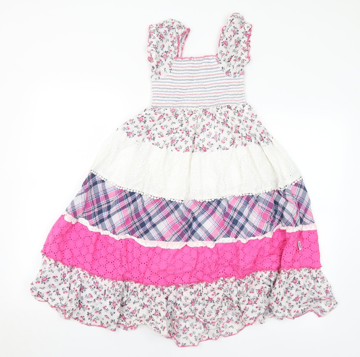 Domino Girls Multicoloured Floral Cotton A-Line Size 10-11 Years Off the Shoulder