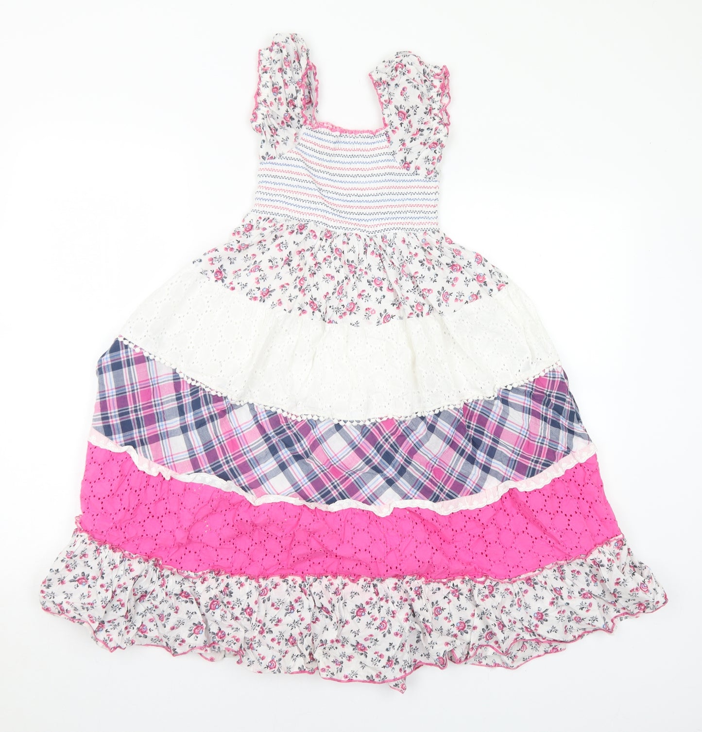 Domino Girls Multicoloured Floral Cotton A-Line Size 10-11 Years Off the Shoulder