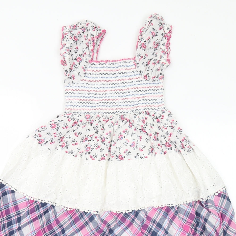 Domino Girls Multicoloured Floral Cotton A-Line Size 10-11 Years Off the Shoulder