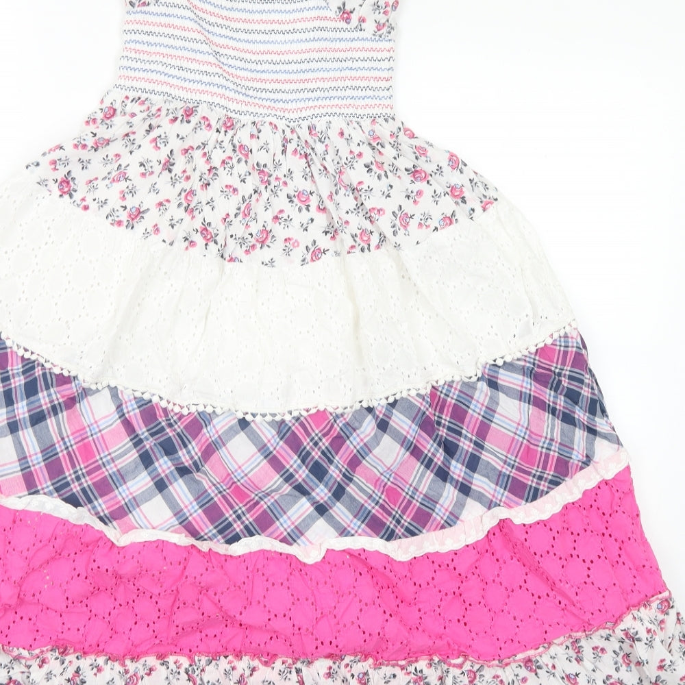 Domino Girls Multicoloured Floral Cotton A-Line Size 10-11 Years Off the Shoulder