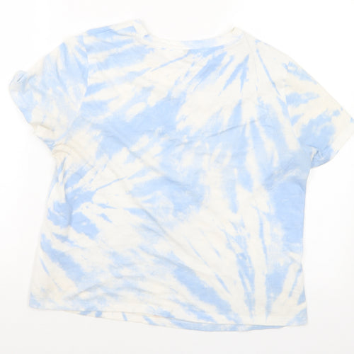 Divided Womens Blue Polyester Basic T-Shirt Size M Round Neck