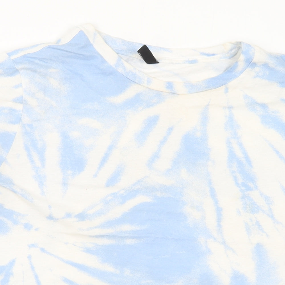 Divided Womens Blue Polyester Basic T-Shirt Size M Round Neck