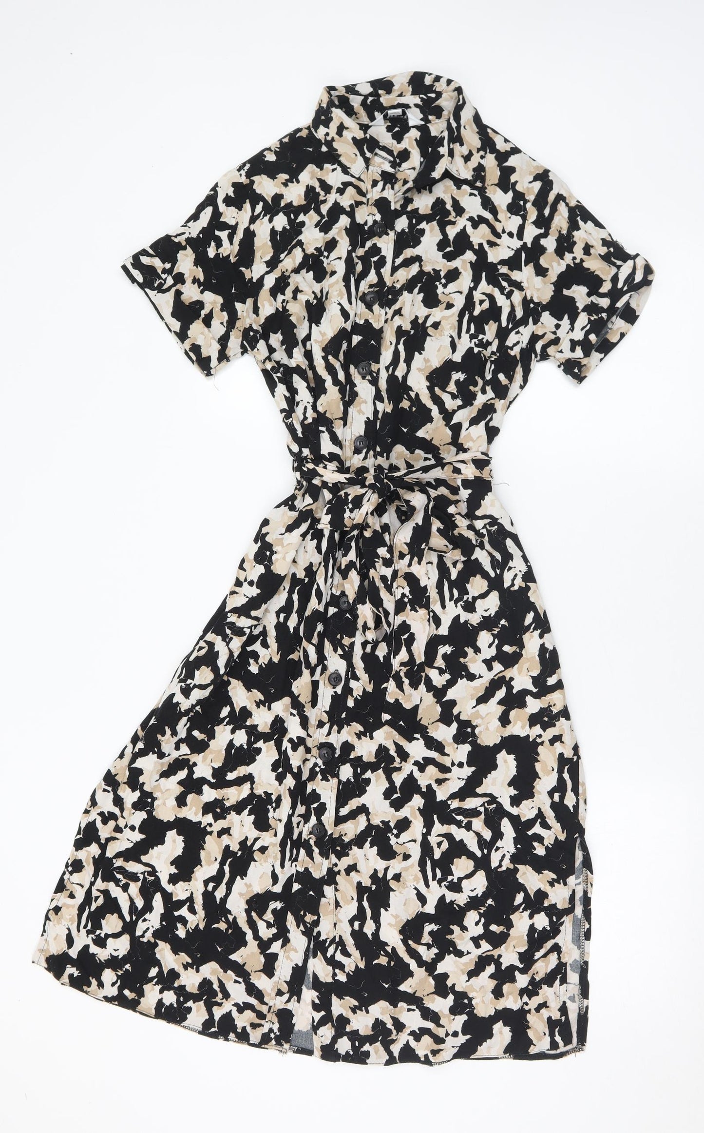 Dorothy Perkins Womens Multicoloured Geometric Polyester Shirt Dress Size 10 Collared