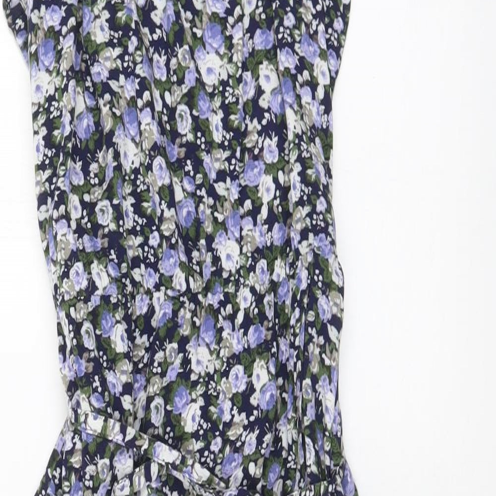 Oasis Womens Multicoloured Floral Viscose A-Line Size 10 Round Neck