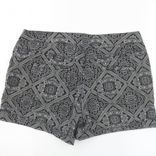 Dorothy Perkins Womens Black Geometric Polyester Hot Pants Shorts Size 10 L3 in Regular