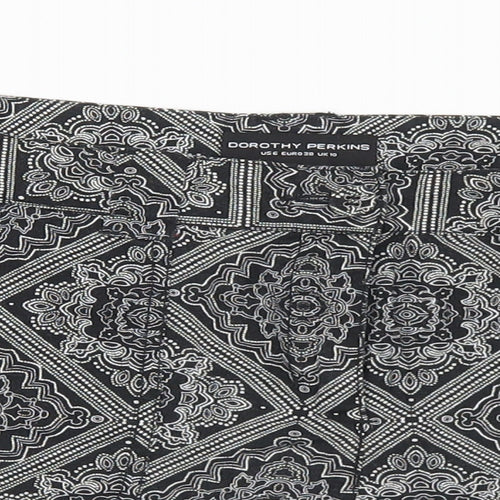 Dorothy Perkins Womens Black Geometric Polyester Hot Pants Shorts Size 10 L3 in Regular