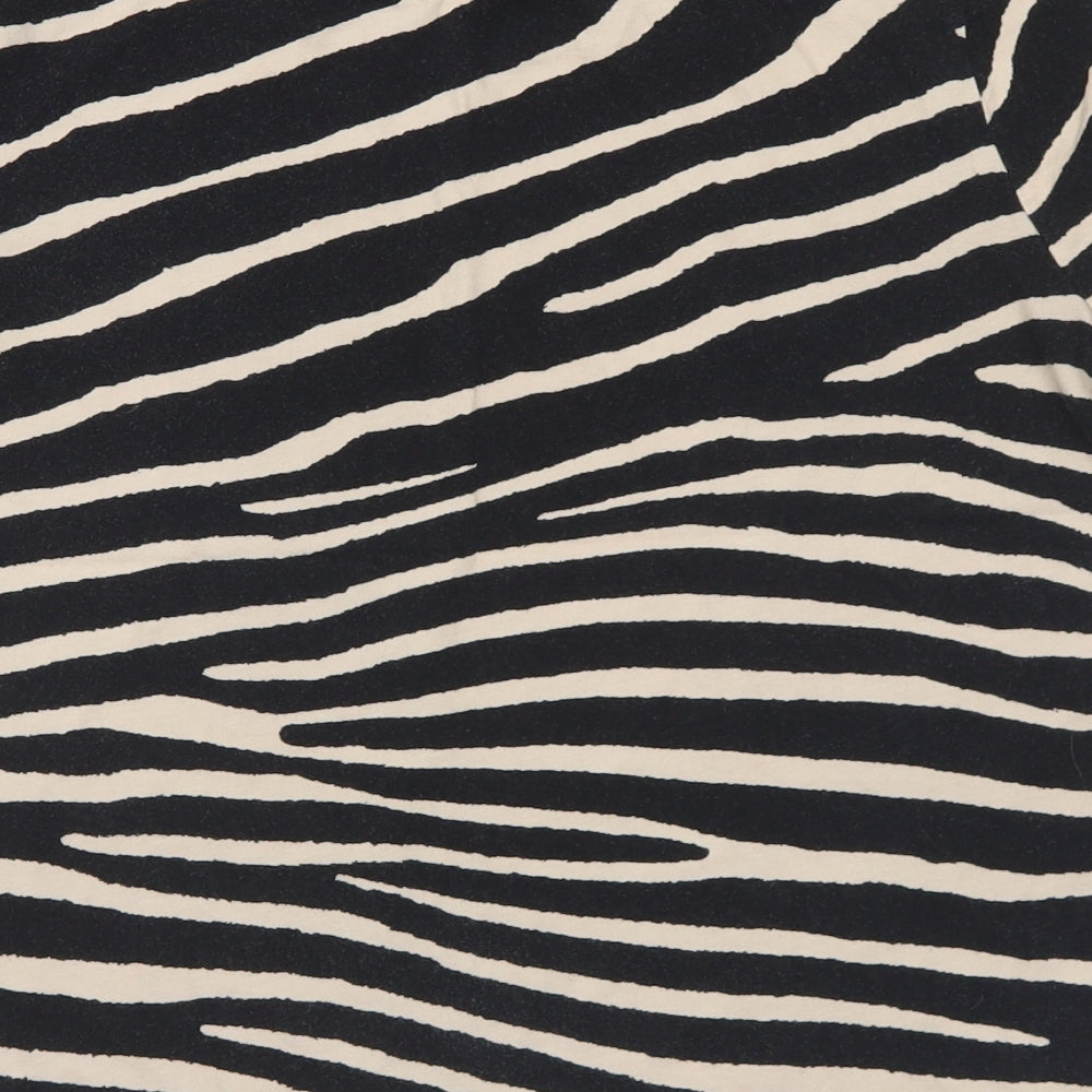 H&M Womens Black Animal Print Polyester Basic T-Shirt Size M Round Neck