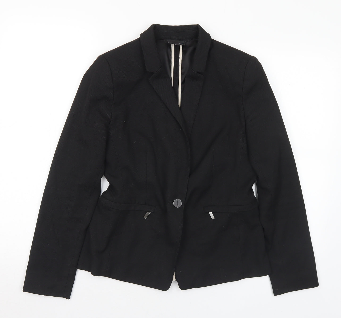 NEXT Womens Black Polyester Jacket Suit Jacket Size 10