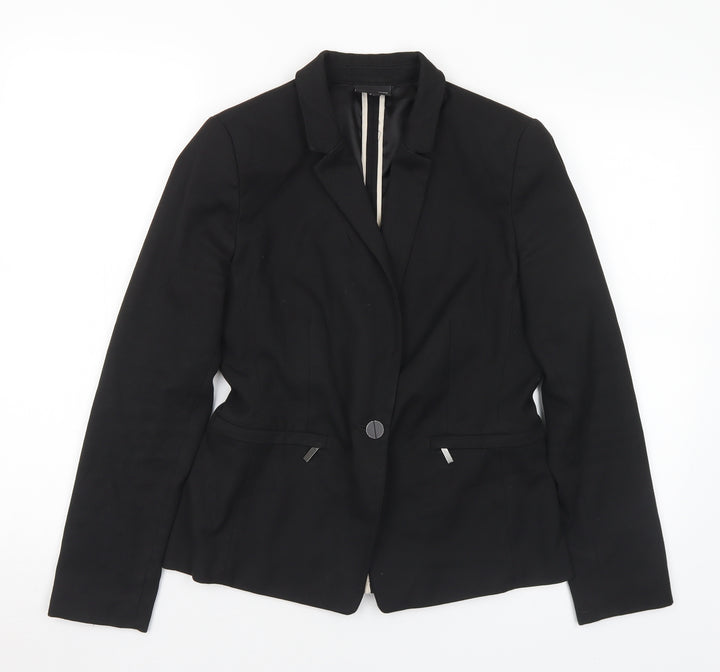 NEXT Womens Black Polyester Jacket Suit Jacket Size 10