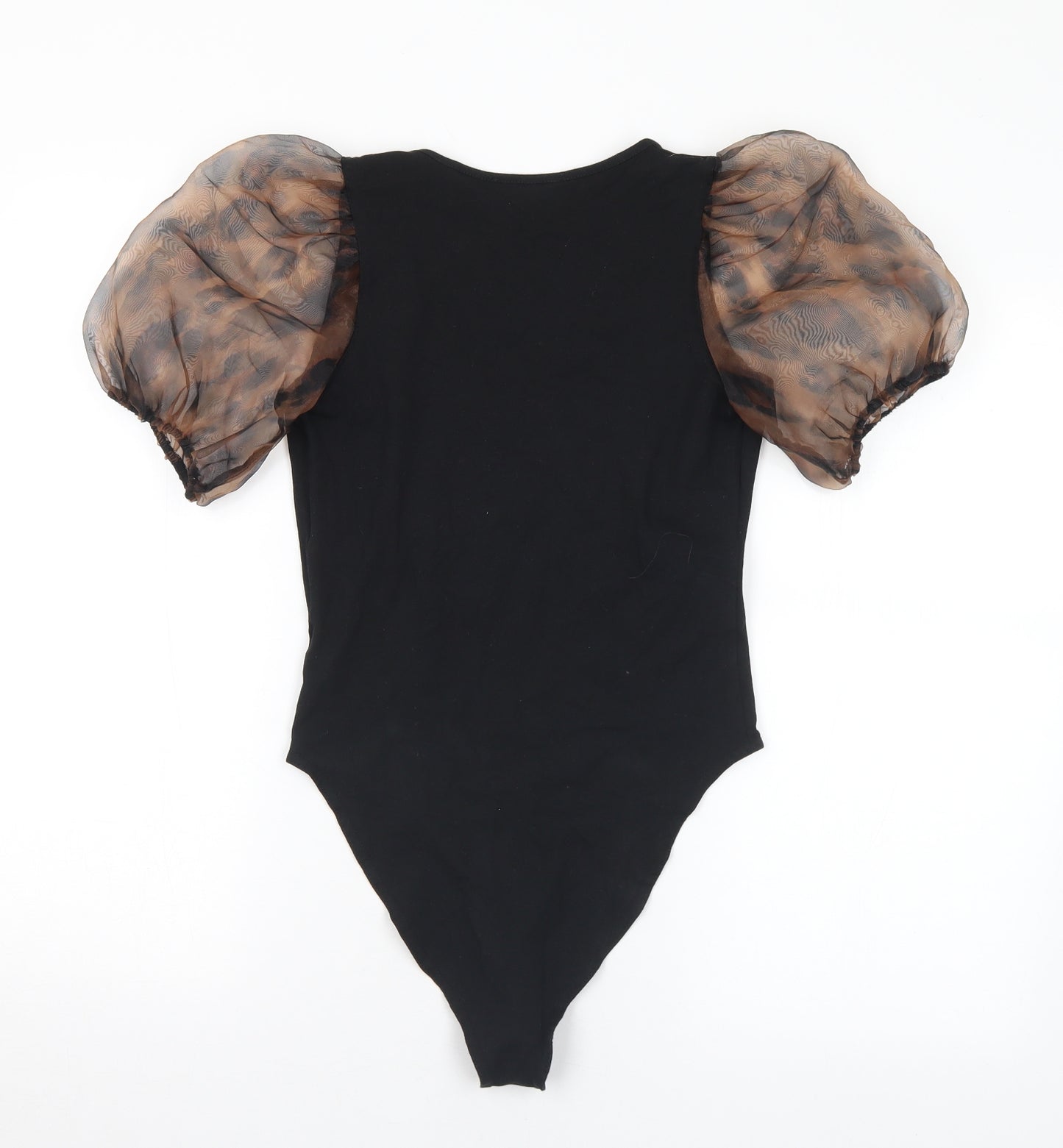 Preworn Womens Black Animal Print Polyester Bodysuit One-Piece Size M