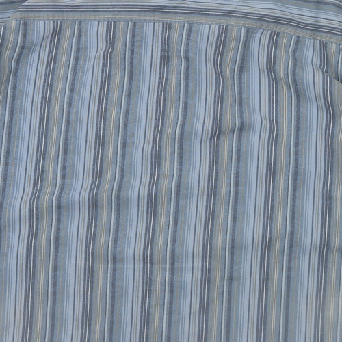 Duke Mens Blue Striped Polyester Button-Up Size 2XL Collared