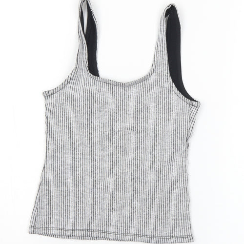 Topshop Womens Grey Cotton Cropped Tank Size 6 Round Neck