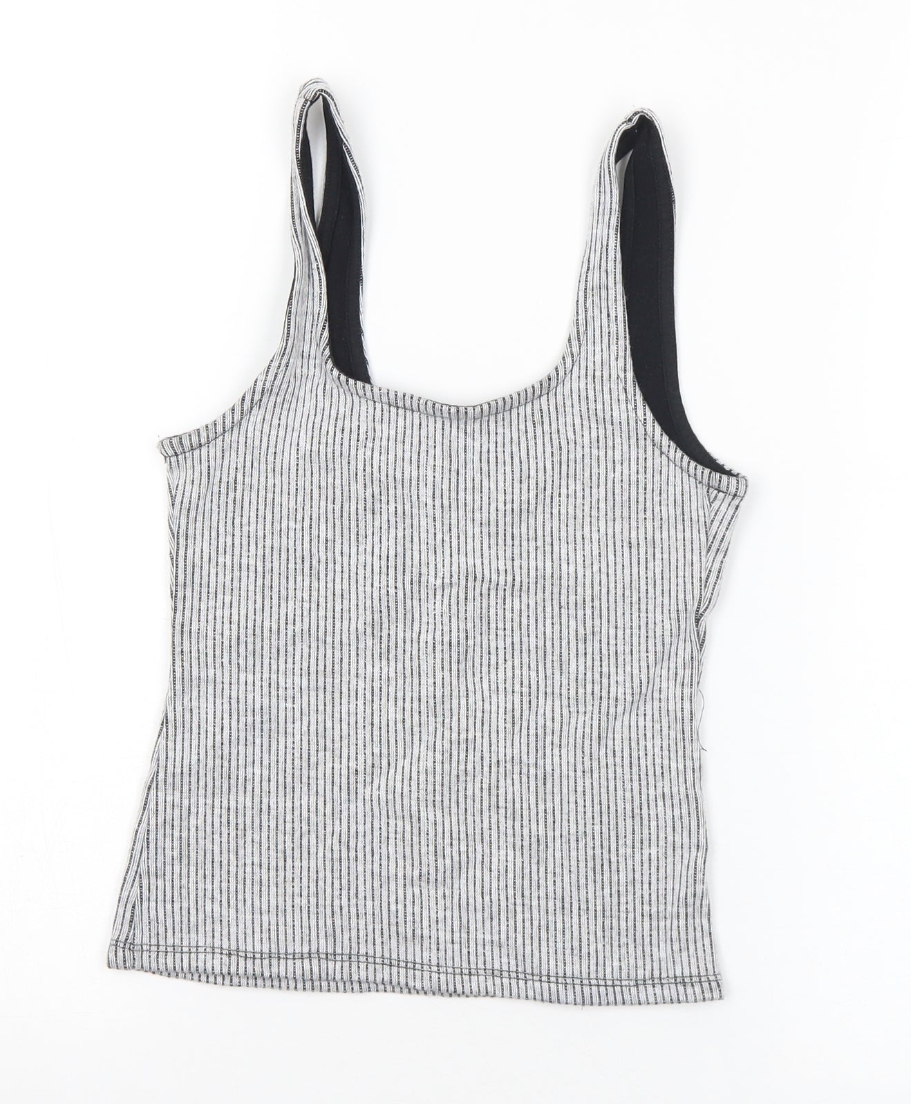 Topshop Womens Grey Cotton Cropped Tank Size 6 Round Neck