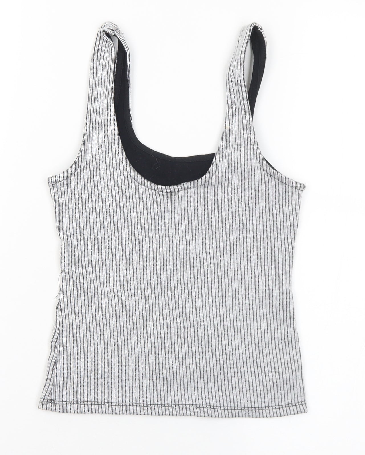 Topshop Womens Grey Cotton Cropped Tank Size 6 Round Neck