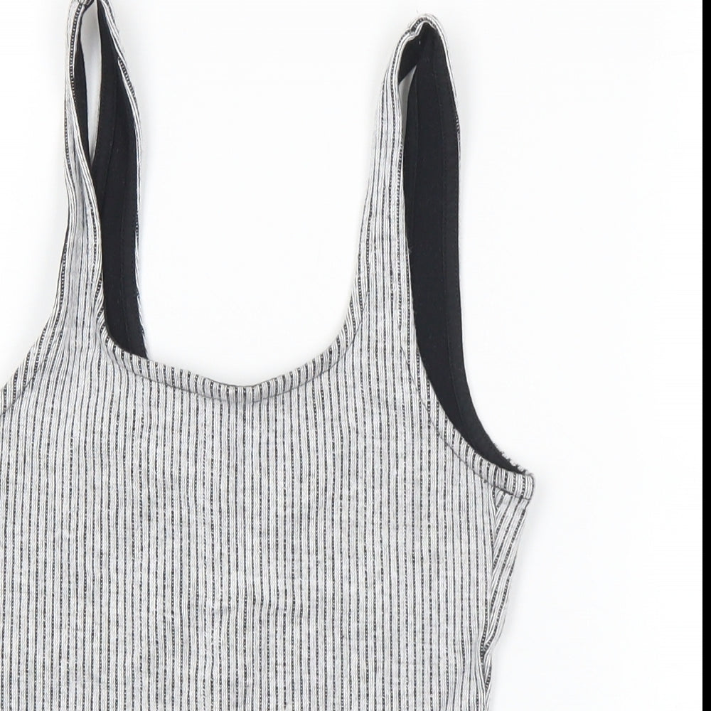 Topshop Womens Grey Cotton Cropped Tank Size 6 Round Neck