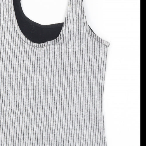 Topshop Womens Grey Cotton Cropped Tank Size 6 Round Neck
