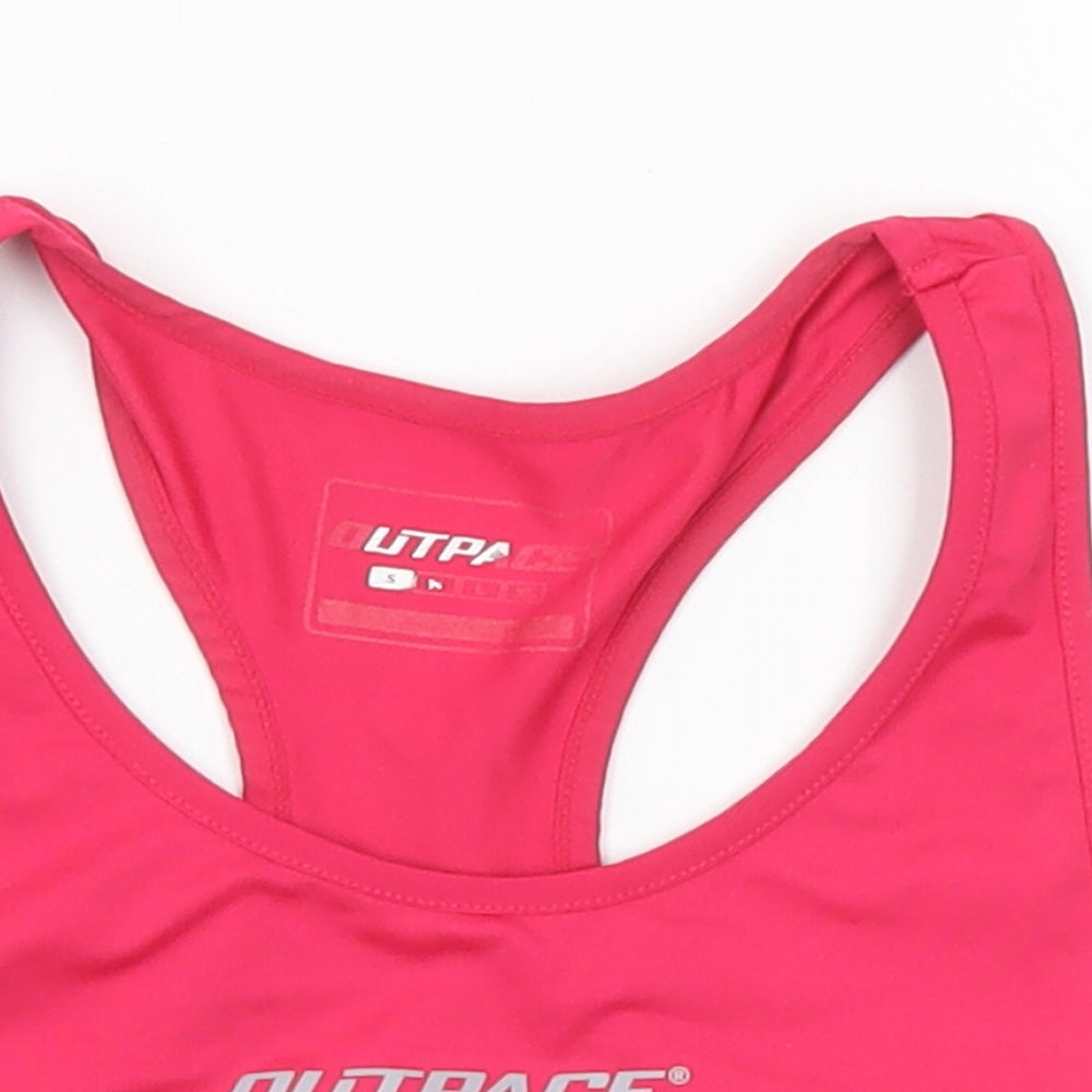 Outpace Womens Pink Polyester Cropped Tank Size S Round Neck