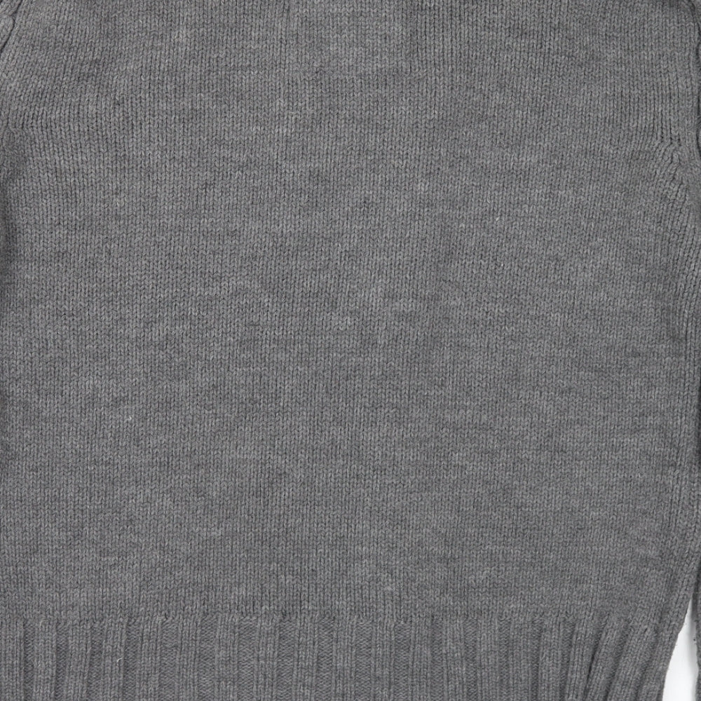 Brave Soul Mens Grey Collared Acrylic Full Zip Jumper Size XL