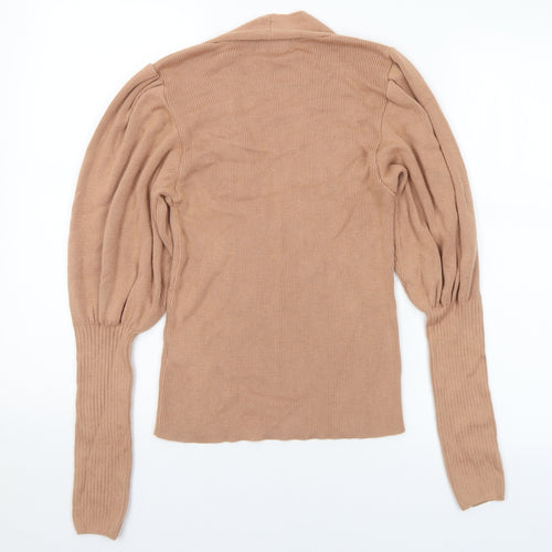 ASOS Womens Brown V-Neck Acrylic Pullover Jumper Size 10