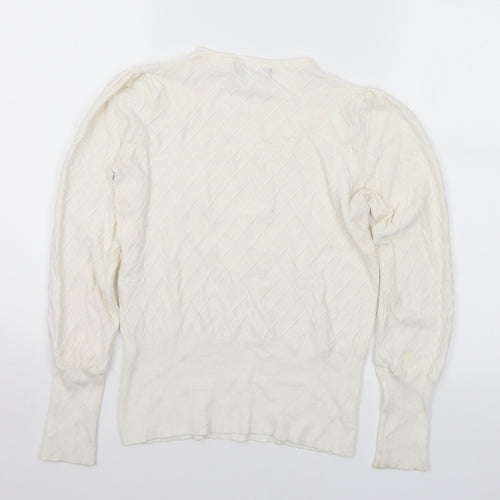 Marks and Spencer Womens White Crew Neck Acrylic Pullover Jumper Size 8