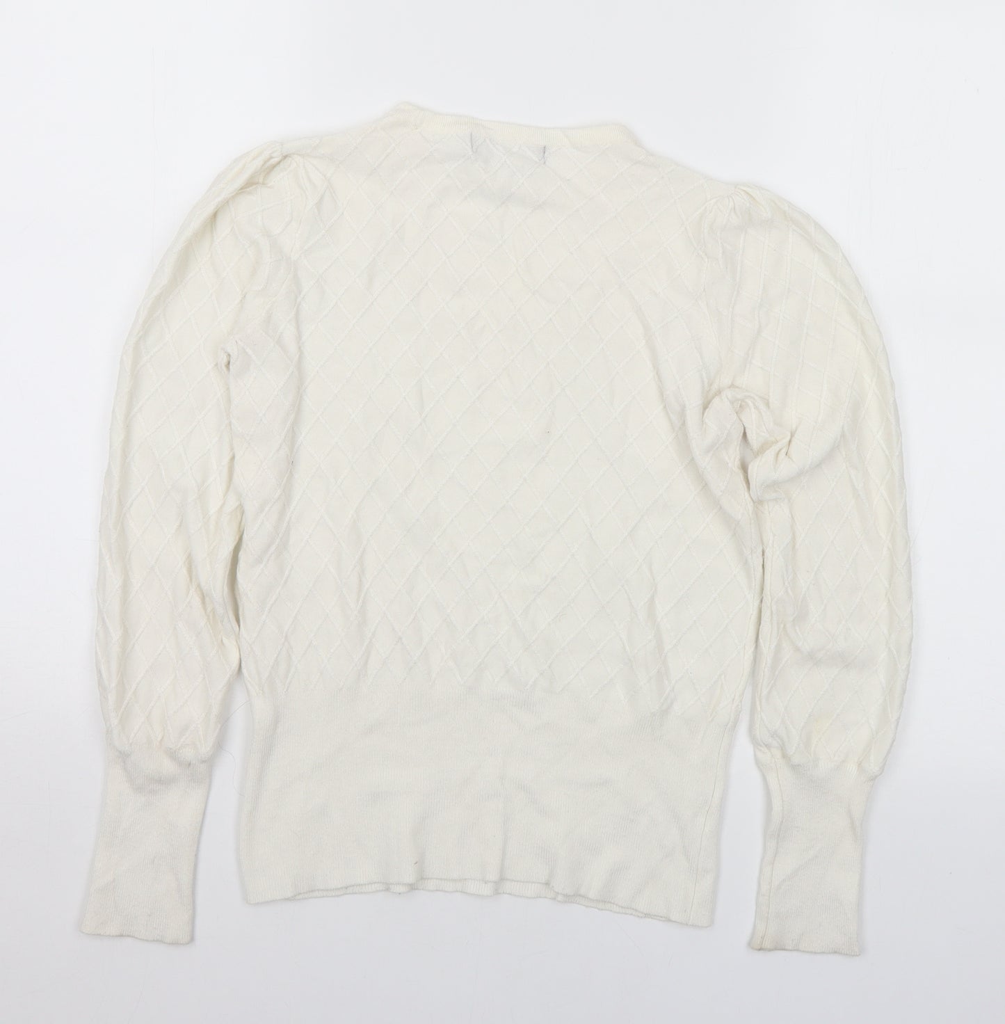 Marks and Spencer Womens White Crew Neck Acrylic Pullover Jumper Size 8