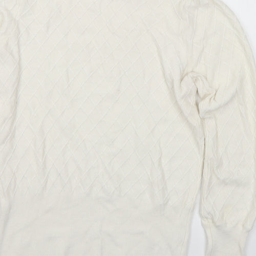 Marks and Spencer Womens White Crew Neck Acrylic Pullover Jumper Size 8