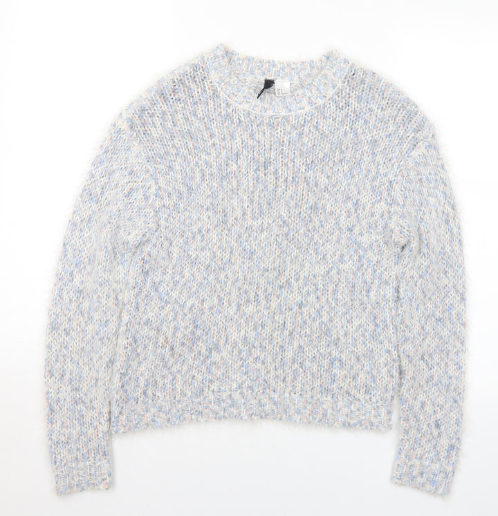 Divided Womens Multicoloured Crew Neck Acrylic Pullover Jumper Size S
