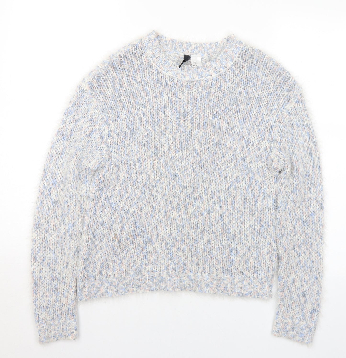 Divided Womens Multicoloured Crew Neck Acrylic Pullover Jumper Size S