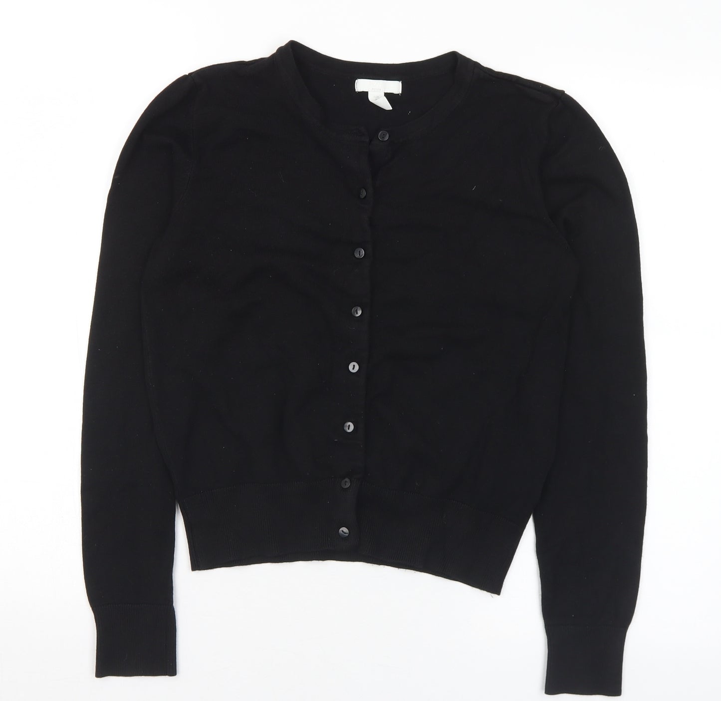 H&M Womens Black Round Neck Viscose Cardigan Jumper Size S