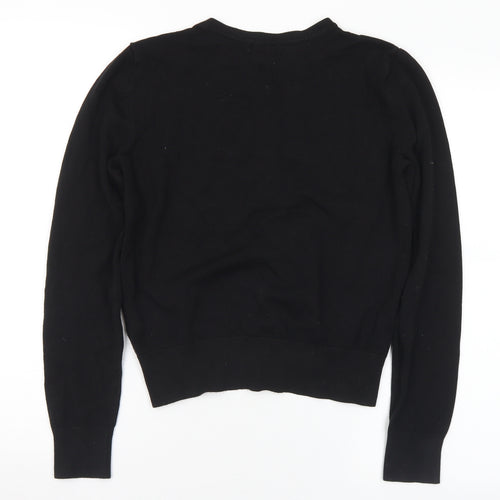 H&M Womens Black Round Neck Viscose Cardigan Jumper Size S