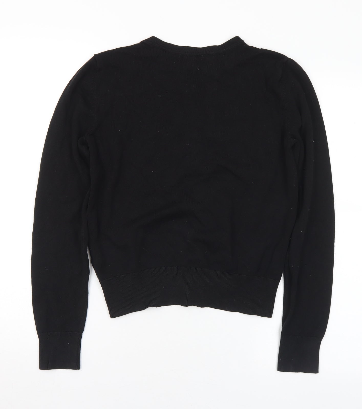 H&M Womens Black Round Neck Viscose Cardigan Jumper Size S