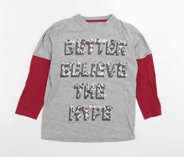 Superior Boys Grey Cotton Basic T-Shirt Size 10 Years Round Neck Pullover
