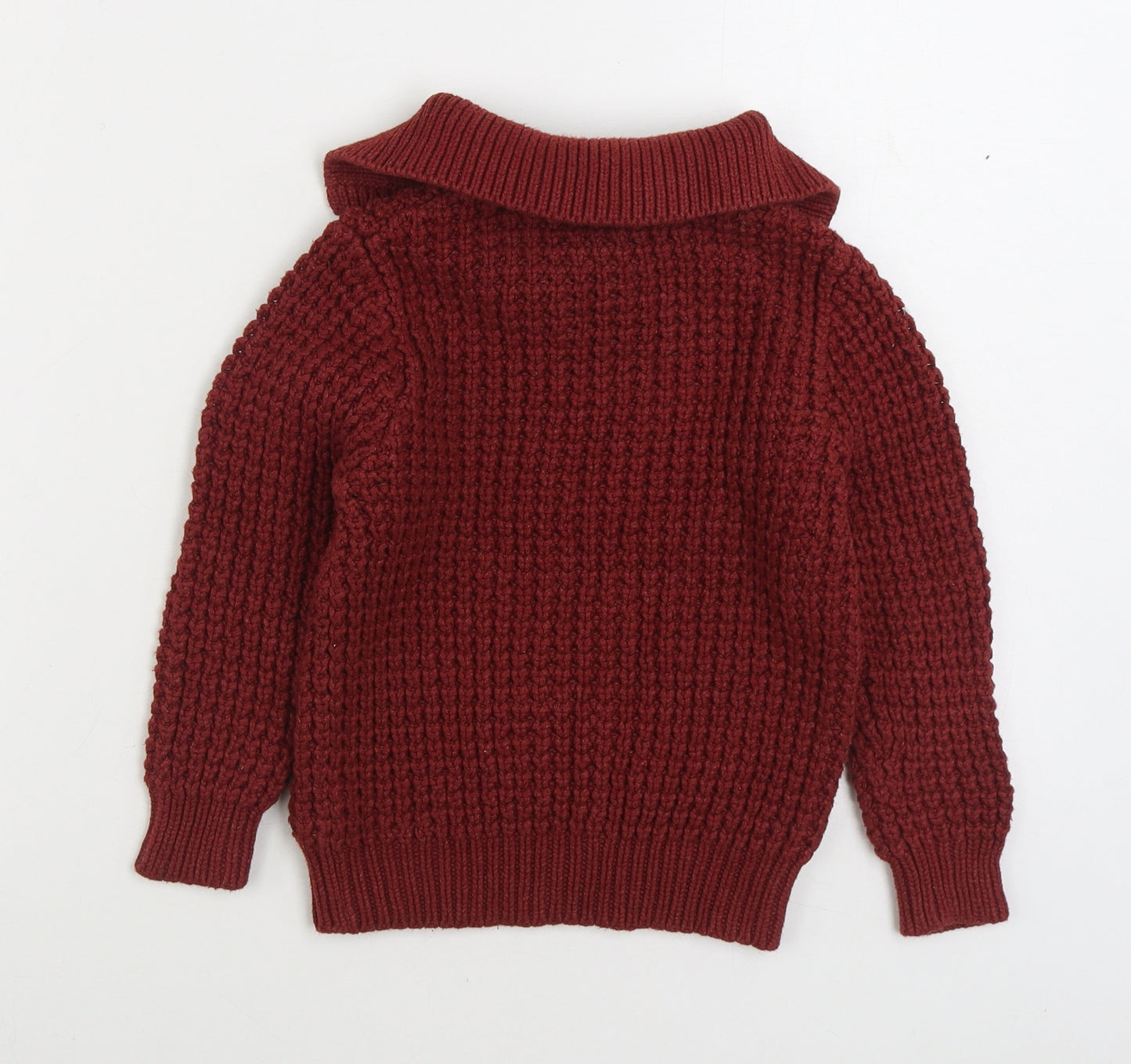 George Boys Red V-Neck Acrylic Pullover Jumper Size 5-6 Years Pullover